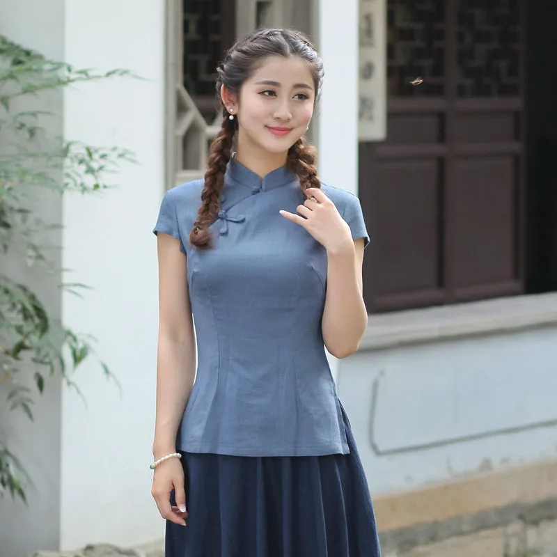 Solid Color Short Sleeve Shirt Chinese Yong Girl Preppy Style Mandarin Collar Blouse Women Daily Improved Summer Tops M-3XL
Solid Color Short Sleeve Shirt Chinese Yong Girl Preppy Style Mandarin Collar Blouse Women Daily Improved Summer Tops M-3XL