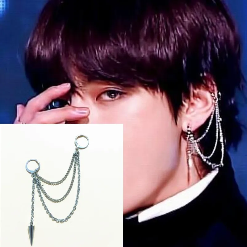1PCS V Korean Boys Album Stainless steel chain Stud Earrings For Women Brincos Silver Men Earring Acessorios
1PCS V Korean Boys Album Stainless steel chain Stud Earrings For Women Brincos Silver Men Earring Acessorios