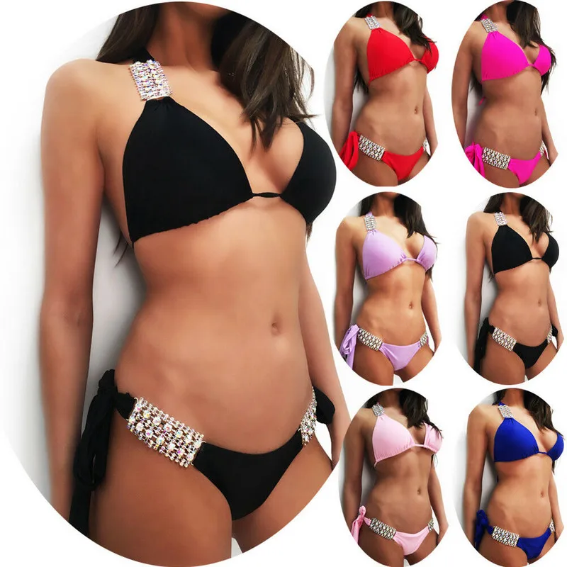 Bikini Women Crystal Sexy Ladies Solid Color Bikini Set Bandage Push-Up Shiny Bra Swimwear Swimsuit ladies 2 piece bathing suits
Bikini Women Crystal Sexy Ladies Solid Color Bikini Set Bandage Push-Up Shiny Bra Swimwear Swimsuit ladies 2 piece bathing suits