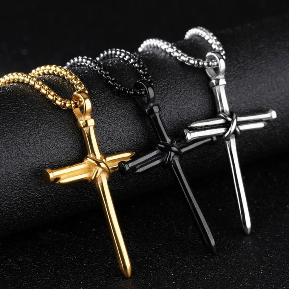 Fashion Silver Gold Black 316L Stainless Steel Cross Crucifix Men Women Nail Design Mens Womens Pendant Necklace Free Chain 24"
Fashion Silver Gold Black 316L Stainless Steel Cross Crucifix Men Women Nail Design Mens Womens Pendant Necklace Free Chain 24"