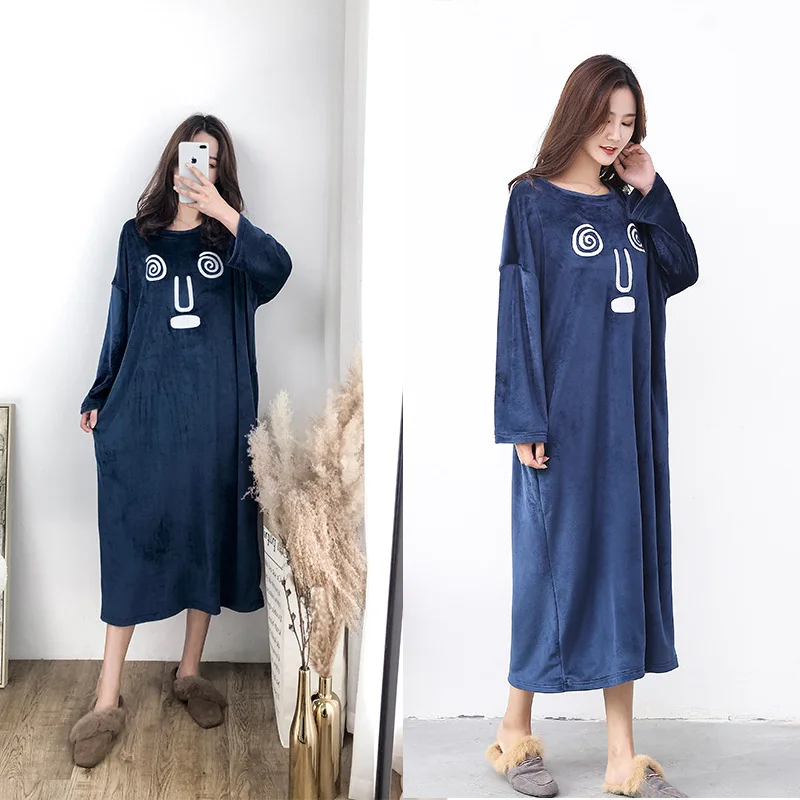 2019 Oversized Nightwear Sleep Dress Nightie Plus Size Shirt Winter Thick Warm Long Sleeve Nightgowns Loose Flannel Sleepwear
2019 Oversized Nightwear Sleep Dress Nightie Plus Size Shirt Winter Thick Warm Long Sleeve Nightgowns Loose Flannel Sleepwear