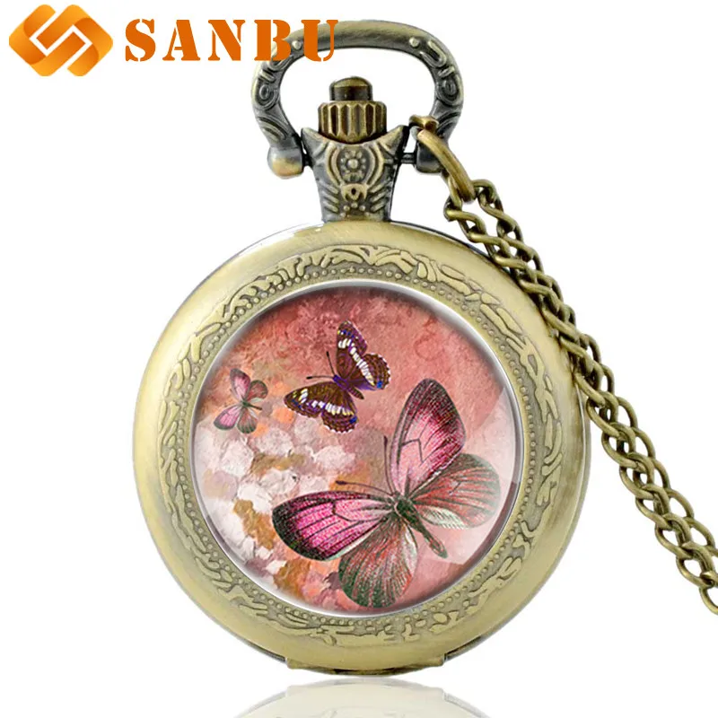 Beautiful Pink Butterfly Charm Necklace Pocket Watch Vintage Men Women Antique Jewelry Quartz Necklace Watches
Beautiful Pink Butterfly Charm Necklace Pocket Watch Vintage Men Women Antique Jewelry Quartz Necklace Watches