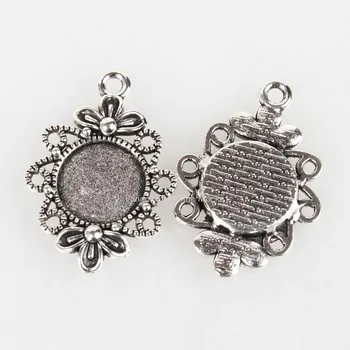 about 400pcs/kg Tray: 12mm Flat Round Antique Silver Color Filigree Alloy Pendant Cabochon Settings 30x21x3mm Hole: 2mm
about 400pcs/kg Tray: 12mm Flat Round Antique Silver Color Filigree Alloy Pendant Cabochon Settings 30x21x3mm Hole: 2mm