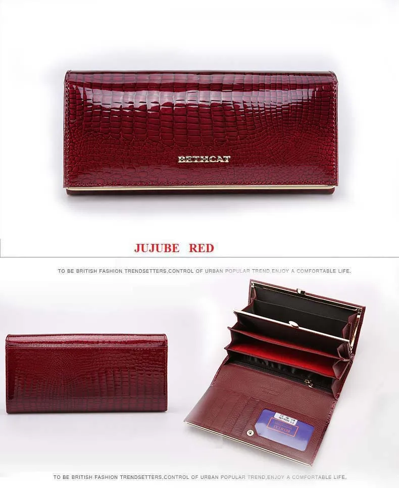 Women Wallets Brand Design High Quality Leather Wallet Female Hasp Fashion Dollar Price Alligator Long Women Wallets And Purses14 - JUJU RED