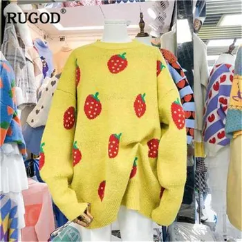 RUGOD Kawaii Strawberry Print Knitted Sweater Women Elegant O Neck Long Sleeve Loose Pullover Casual Spring Winter Thick Jumper
RUGOD Kawaii Strawberry Print Knitted Sweater Women Elegant O Neck Long Sleeve Loose Pullover Casual Spring Winter Thick Jumper