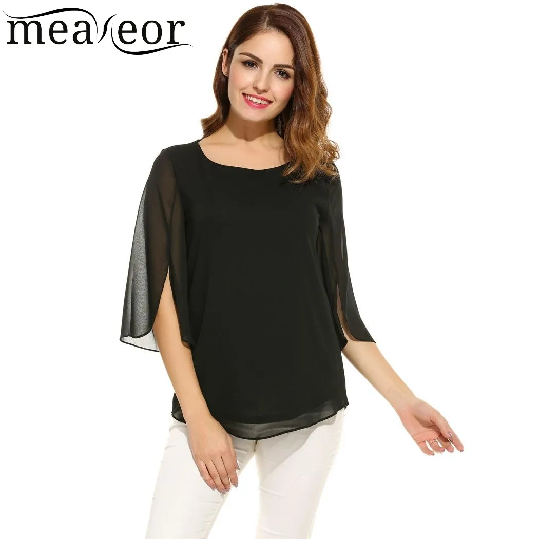 Meaneor Camiseta Tops Blusa Women Casual 3/4 Sleeve O Neck Solid Loose Pullover Chiffon Blouse 2018 Spring summer
Meaneor Camiseta Tops Blusa Women Casual 3/4 Sleeve O Neck Solid Loose Pullover Chiffon Blouse 2018 Spring summer
