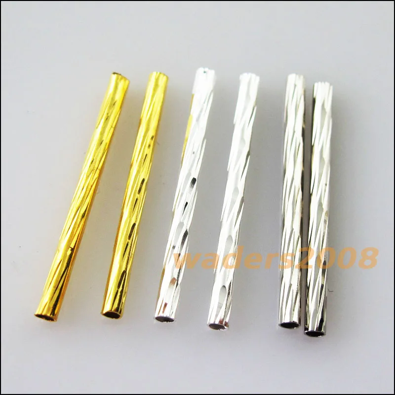 60Pcs Connectors Stripe Straight Tube Spacers Beads Bar Links 25mm