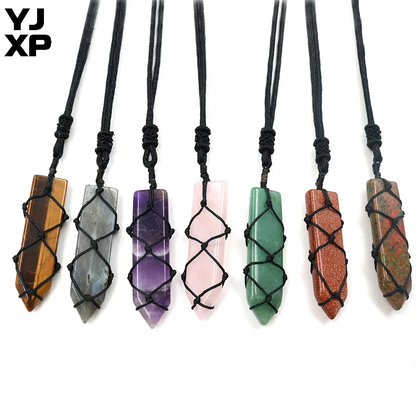 YJXP 1 Pcs Black Hemp Wrapped Sword Shaped Pendant Necklaces Natural Crystal Stone Boho Macrame Charms Anxiety Relief Jewelry
YJXP 1 Pcs Black Hemp Wrapped Sword Shaped Pendant Necklaces Natural Crystal Stone Boho Macrame Charms Anxiety Relief Jewelry