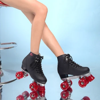 Women's Roller Skates Black and Wine Red 4 Wheels Skates Shoe High-Toe Quad Roller skates
Women's Roller Skates Black and Wine Red 4 Wheels Skates Shoe High-Toe Quad Roller skates