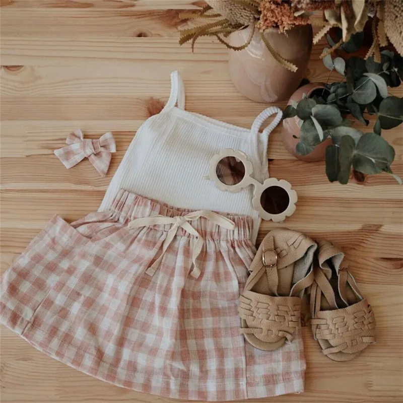 1-6Y Boho Summer Kids Baby Girl Sets Clothes Sleeveless Sling Tank Tops Vest+Plaid Skirts with Pockets 2Pcs Girl Cotton Outfits
1-6Y Boho Summer Kids Baby Girl Sets Clothes Sleeveless Sling Tank Tops Vest+Plaid Skirts with Pockets 2Pcs Girl Cotton Outfits