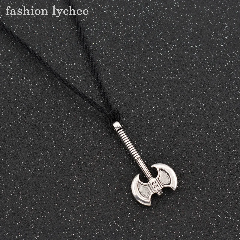 fashion lychee Retro Design Antique Silver Slavic Axe Pendant Necklace Men Black Rope Chain Drop Necklace Jewelry
fashion lychee Retro Design Antique Silver Slavic Axe Pendant Necklace Men Black Rope Chain Drop Necklace Jewelry