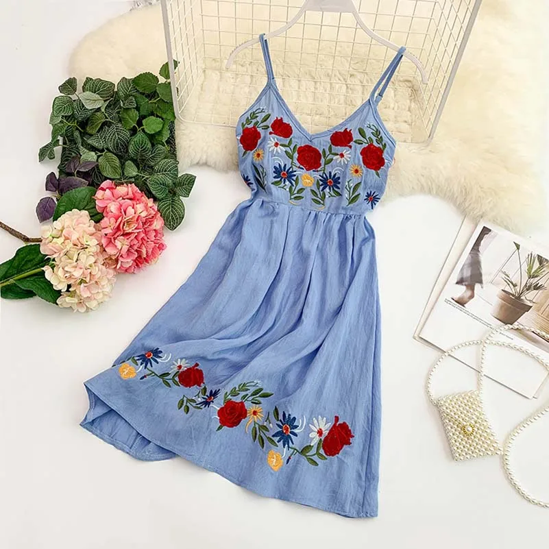 NiceMix Bohemian Summer Holiday Dress Sexy V Neck Embroidery Spaghetti Strap Backless Dress Elegant Slim Waist A Line Dress Vest
NiceMix Bohemian Summer Holiday Dress Sexy V Neck Embroidery Spaghetti Strap Backless Dress Elegant Slim Waist A Line Dress Vest