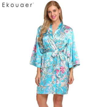 Ekouaer Elegant Satin Kimono Robe Autumn Casual Loose Sleepwear Women 3/4 Sleeve Print Floral Wrap Sleepwear Robe with Belt
Ekouaer Elegant Satin Kimono Robe Autumn Casual Loose Sleepwear Women 3/4 Sleeve Print Floral Wrap Sleepwear Robe with Belt