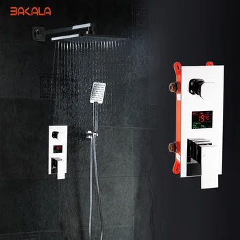 BAKALA Bathroom LED Shower Set.2 Functions LED Digital Display Shower Mixer.Concealed Shower Faucet.8 Inch Rainfall Shower Head
BAKALA Bathroom LED Shower Set.2 Functions LED Digital Display Shower Mixer.Concealed Shower Faucet.8 Inch Rainfall Shower Head