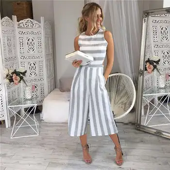Summer Women Sleeveless Striped Jumpsuit Casual Wide Leg Elegant Pants Outfit Jumpsuit 2018
Summer Women Sleeveless Striped Jumpsuit Casual Wide Leg Elegant Pants Outfit Jumpsuit 2018