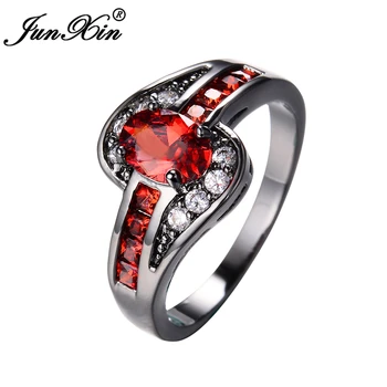 JUNXIN Female Red Oval White Black Gold Filled Jewelry