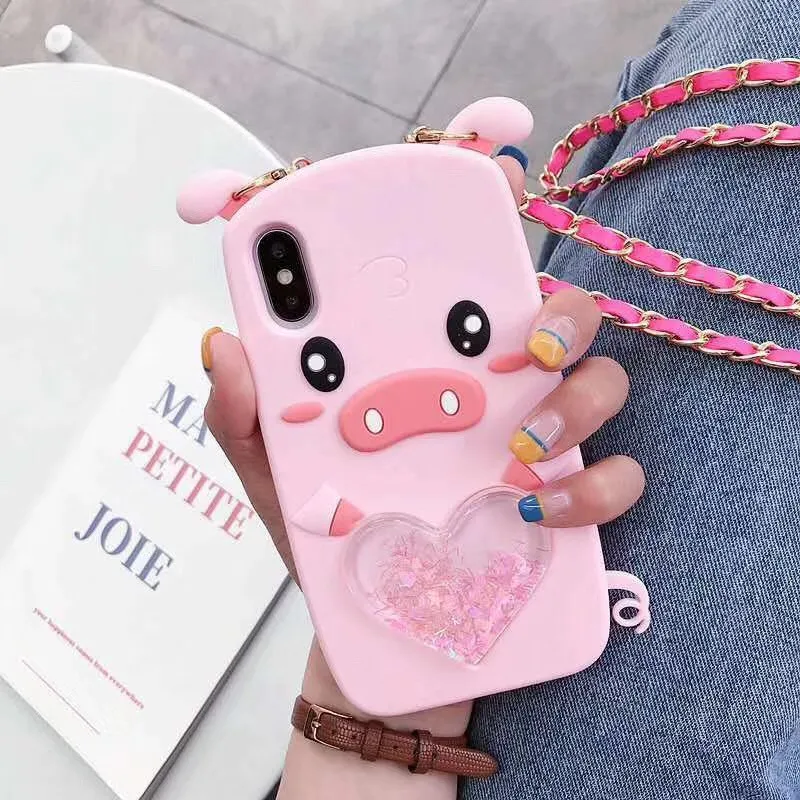 For iPhone X XS Max XR 8 7 Plus 6 6S Plus New 3D cartoon Glitter Liquid Quicksand Heart-shaped Pink pig Soft Silicone Case Cover
For iPhone X XS Max XR 8 7 Plus 6 6S Plus New 3D cartoon Glitter Liquid Quicksand Heart-shaped Pink pig Soft Silicone Case Cover