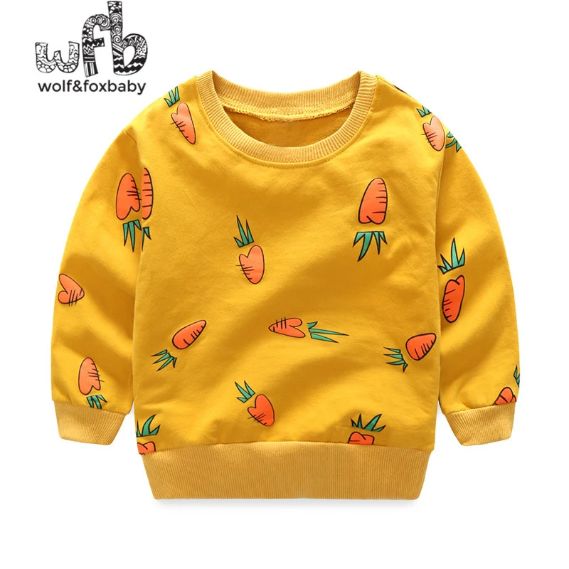 

Retail 2-8 years T-shirt round neck cartoon casual sweater printed carrots boy spring fall autumn