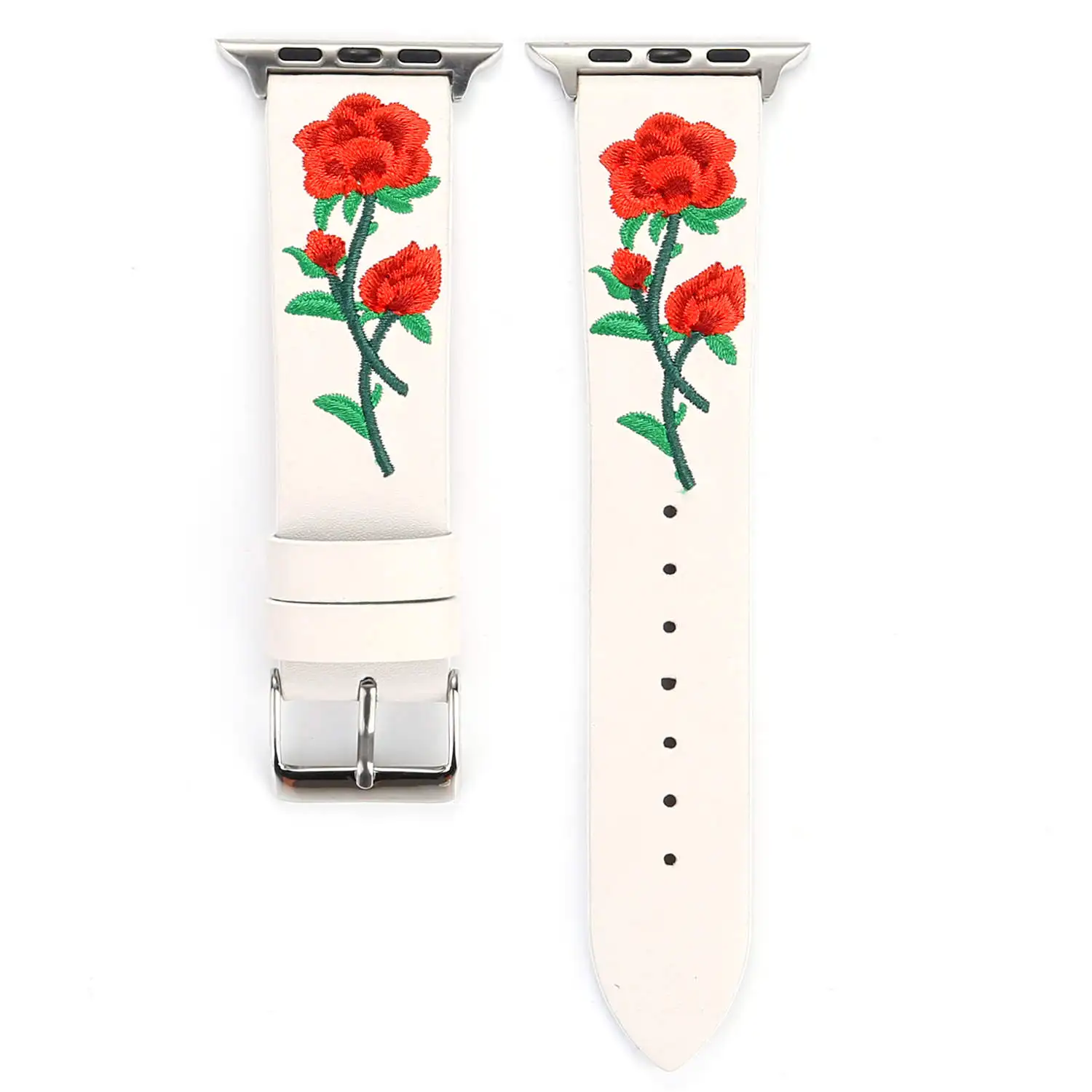 Ремешок из натуральной кожи для Apple Watch Band женский браслет с цветами iWatch Series 5 4 3 2 1