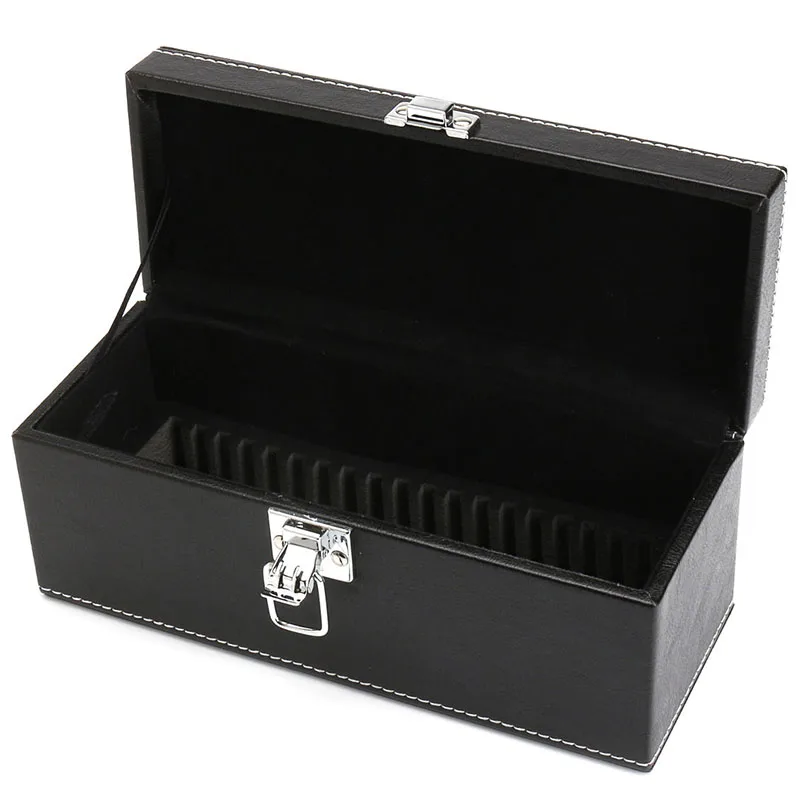 JX-LCLYL 20pcs Coins Slab Storage Box Case Holders Black PU Leather For PCGS NGC