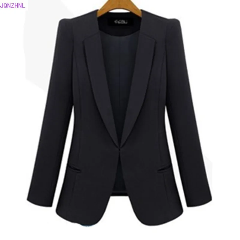 2019 spring and autumn new women's slim suit jacket without buckle cardigan fashion large size black and blue blazer G1066
2019 spring and autumn new women's slim suit jacket without buckle cardigan fashion large size black and blue blazer G1066