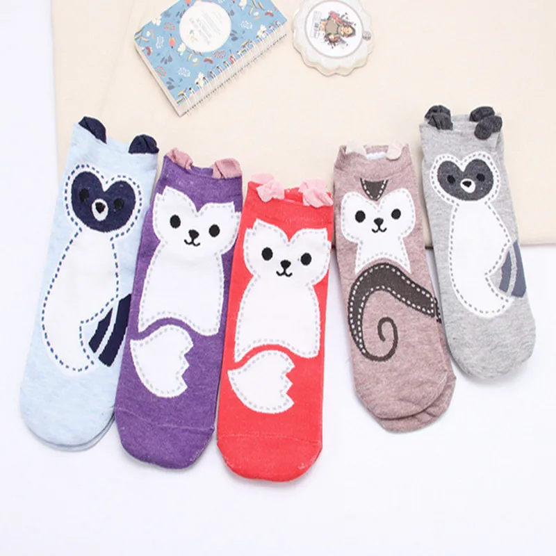 Image Korean Cute Cotton Cartoon Owl Vertical Ear Breathable Women s Socks Casual Character Cute Anmial Short Socks