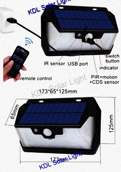 55 LED 900lm Solar Light remote control radar smart 3 side lighting 450Lumens 36 Li IP camp street wall lamp yard ca
55 LED 900lm Solar Light remote control radar smart 3 side lighting 450Lumens 36 Li IP camp street wall lamp yard ca