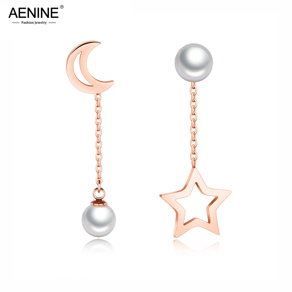 AENINE Hollow Star Moon Asymmetrical Long Earrings Rose Gold Color Simulated Pearl Earrings Jewelry For Women Pendientes OGE399
AENINE Hollow Star Moon Asymmetrical Long Earrings Rose Gold Color Simulated Pearl Earrings Jewelry For Women Pendientes OGE399