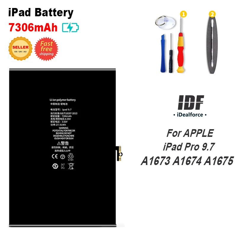 Internal Li-ion Battery Replacement For iPAD Pro 9.7 A1673 A1674 A1675 (7306mAh) / Model IPADPRO9.7 iPadPro 9.7inch
Internal Li-ion Battery Replacement For iPAD Pro 9.7 A1673 A1674 A1675 (7306mAh) / Model IPADPRO9.7 iPadPro 9.7inch