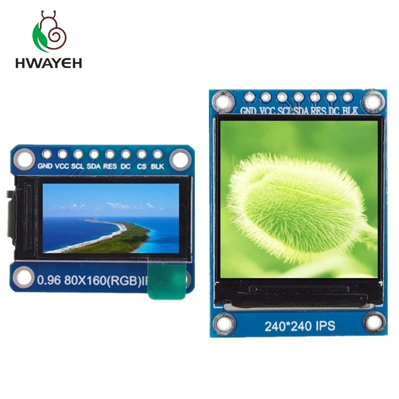 HWAYEH TFT Display 0.96 / 1.3 inch IPS 7P SPI HD 65K Full Color LCD Module ST7735 / ST7789 Drive IC 80*160 240*240 (Not OLED)
HWAYEH TFT Display 0.96 / 1.3 inch IPS 7P SPI HD 65K Full Color LCD Module ST7735 / ST7789 Drive IC 80*160 240*240 (Not OLED)