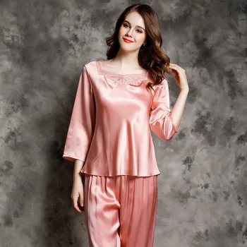 CEARPION Women Pajama Set 100% Silk Sleepwear 2Pcs Shirt & Pants Suit Elegant Pajamas Suit Long Nightgown Female Night Wear
CEARPION Women Pajama Set 100% Silk Sleepwear 2Pcs Shirt & Pants Suit Elegant Pajamas Suit Long Nightgown Female Night Wear