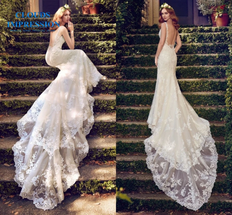 CLOUDS IMPRESSION Romantic 2019 Illusion Mermaid Wedding Dress Chapel Train Vestige De Noiva Bridal Dresses Real Price
CLOUDS IMPRESSION Romantic 2019 Illusion Mermaid Wedding Dress Chapel Train Vestige De Noiva Bridal Dresses Real Price