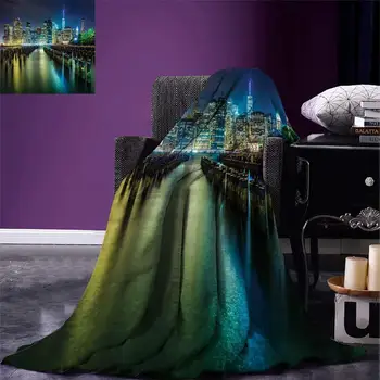 New York Throw Blanket Pier Pilings and Manhattan Skyline at Night Downtown Urban East River Warm Microfiber Blanket 
New York Throw Blanket Pier Pilings and Manhattan Skyline at Night Downtown Urban East River Warm Microfiber Blanket
