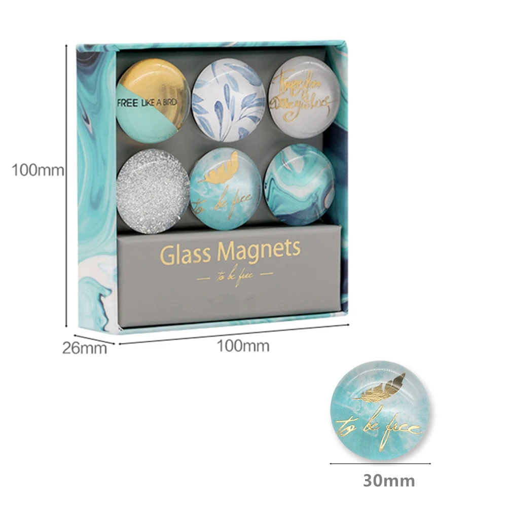 blue glass fridge magnets round decor refrigerator dry erase board size