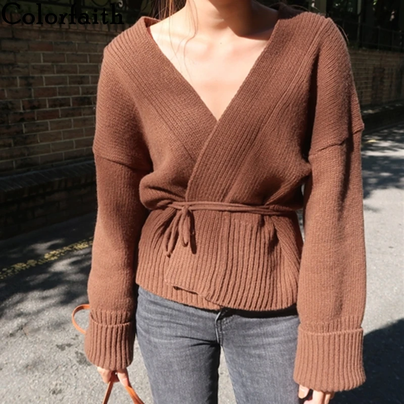 Colorfaith Women's Sweaters Autumn Winter 2019 Knitting V-Neck Minimalist Cardigans Belt Lace Up Casual Solid Loose SW7031
Colorfaith Women's Sweaters Autumn Winter 2019 Knitting V-Neck Minimalist Cardigans Belt Lace Up Casual Solid Loose SW7031