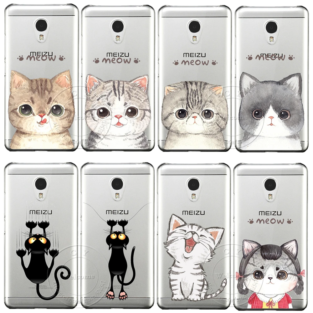 

New Fashion Super Cute Cat Hard Plastic Case Cover For Meizu Blue M2 M3 Note Charm 2 3S M3S M2 M5 Mini MX4 MX5 MX6 Pro 6