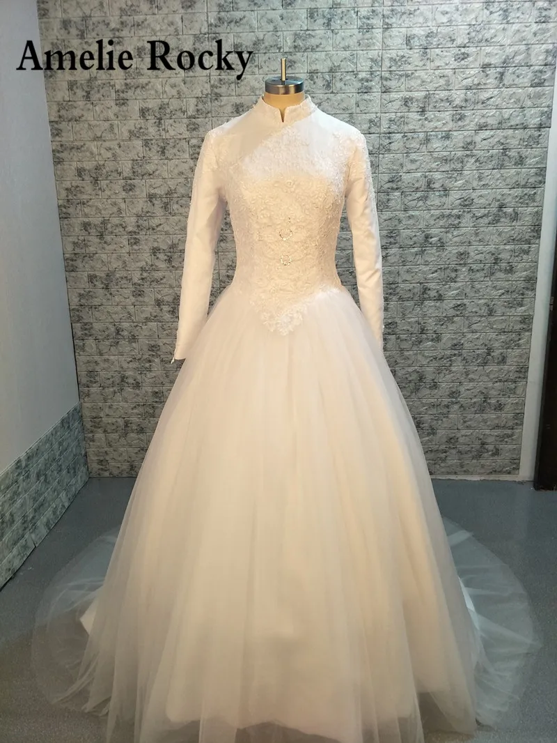 High Neck islamic Wedding Dress Long Sleeve Muslim Wedding Dress Ball Gown Satin Wedding Gowns Robe De Mariee
High Neck islamic Wedding Dress Long Sleeve Muslim Wedding Dress Ball Gown Satin Wedding Gowns Robe De Mariee