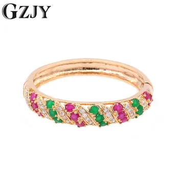 GZJY Fashion Red&Green Zircon Bracelets Gold Color Cuff Bracelet Bangle For Women Wedding Party Female Gifts Jewelry 5colors
GZJY Fashion Red&Green Zircon Bracelets Gold Color Cuff Bracelet Bangle For Women Wedding Party Female Gifts Jewelry 5colors