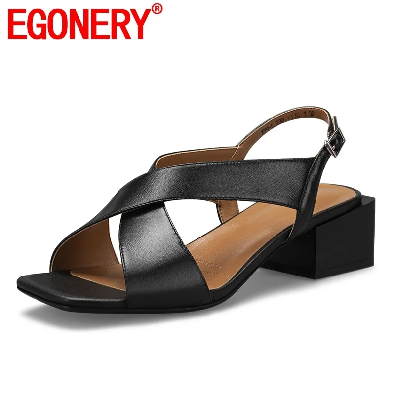 EGONERY shoes woman summer new concise casual mid square heels sheepskin woman sandals outdoor comfortable buckle ladies shoes
EGONERY shoes woman summer new concise casual mid square heels sheepskin woman sandals outdoor comfortable buckle ladies shoes