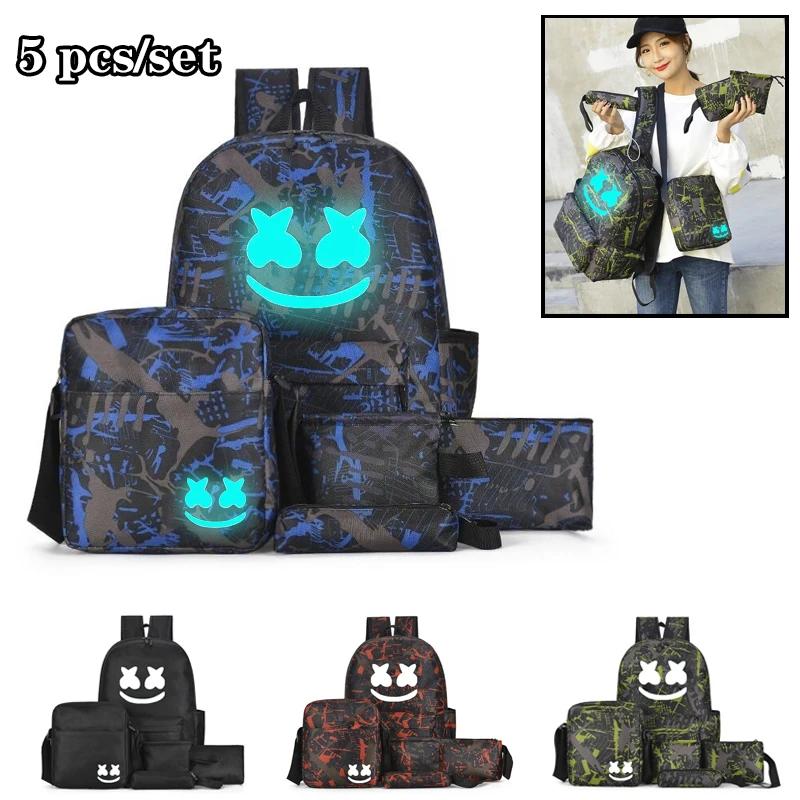 USB Luminous Backpack Men Women Canvas 5pcs/set Marshmellow DJ Backpack for Teenager Girls Shoulder Bag Student School Bags
USB Luminous Backpack Men Women Canvas 5pcs/set Marshmellow DJ Backpack for Teenager Girls Shoulder Bag Student School Bags
