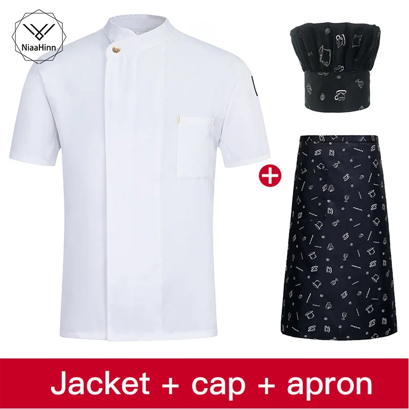 Chef Uniforms Short Sleeve Men Food Services Cooking Jacket Plus Size Uniform Women Cook Coat Overalls Hotel Wear chef hat Apron
Chef Uniforms Short Sleeve Men Food Services Cooking Jacket Plus Size Uniform Women Cook Coat Overalls Hotel Wear chef hat Apron