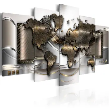 World Map Prints Poster Wall Painting 5 Pieces Modern Matallic Abstract Canvas Art Modular Pictures for Office Decor
World Map Prints Poster Wall Painting 5 Pieces Modern Matallic Abstract Canvas Art Modular Pictures for Office Decor