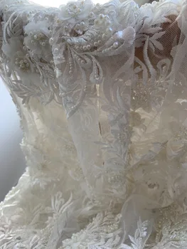 off white French bead lace fabric with 3d florals, heavy embroidered lace fabric with 3d flowers
off white French bead lace fabric with 3d florals, heavy embroidered lace fabric with 3d flowers