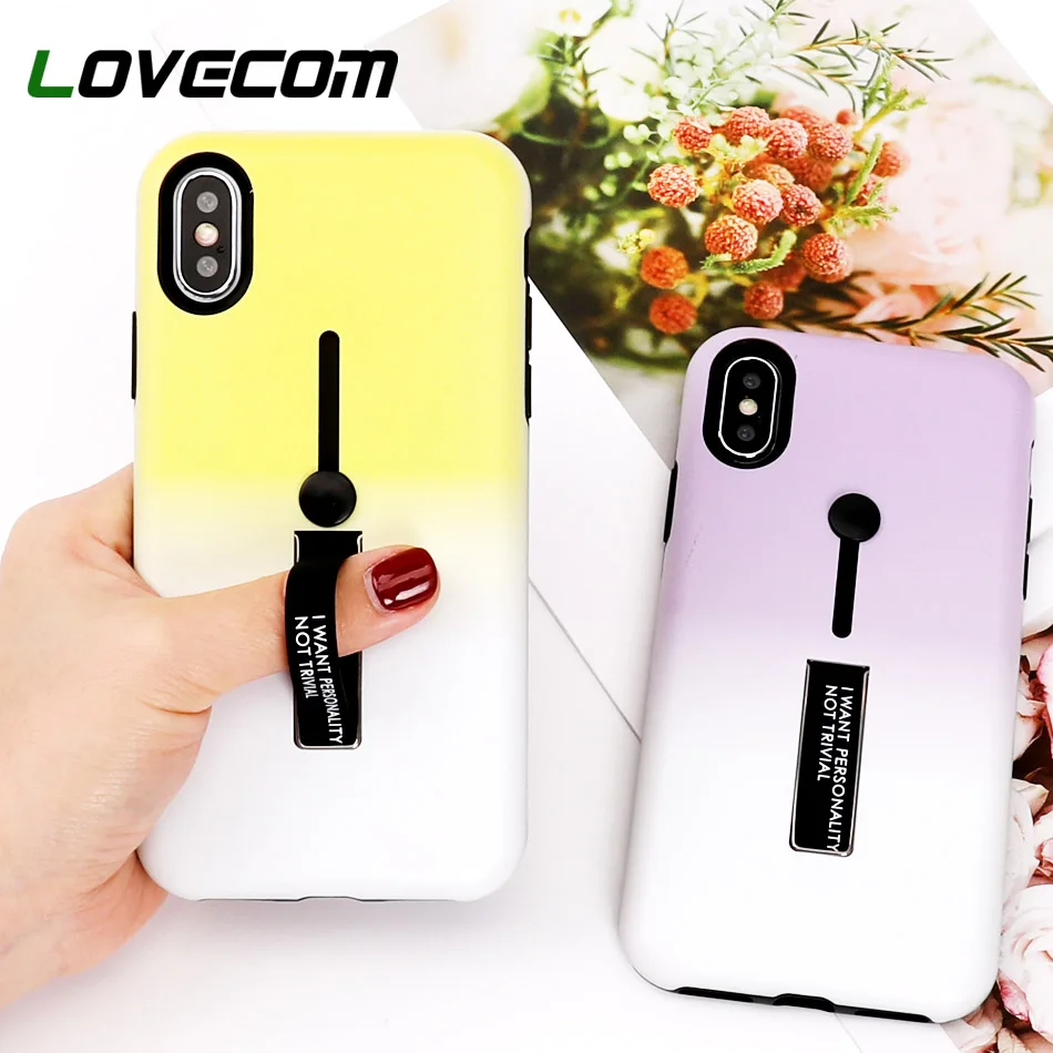 LOVECOM Finger Holder Letters Strap Gradual Color Case For iPhone 6 6S 7 8 Plus X Full Body Soft Phone Back Cover Coque Gift
LOVECOM Finger Holder Letters Strap Gradual Color Case For iPhone 6 6S 7 8 Plus X Full Body Soft Phone Back Cover Coque Gift