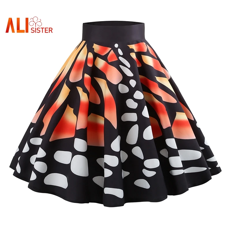 ALIsister 2019 Vintage Midi Skirts Butterfly Printed Audrey Hepburn 60s Retro Skirt Women High Waist Halloween Skirts Feminino
ALIsister 2019 Vintage Midi Skirts Butterfly Printed Audrey Hepburn 60s Retro Skirt Women High Waist Halloween Skirts Feminino