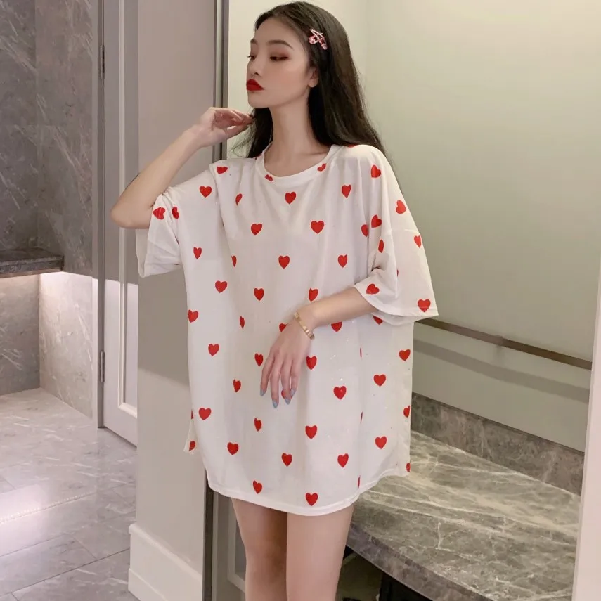 Harajuku T shirt Summer Short Sleeve Heart Printed Kawaii Women Tees Korean Fashion O-Neck Loose Oversized Funny T-shirts Tops
Harajuku T shirt Summer Short Sleeve Heart Printed Kawaii Women Tees Korean Fashion O-Neck Loose Oversized Funny T-shirts Tops