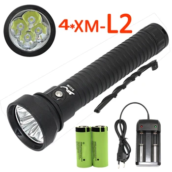 4500Lm 4x XM-L2 LED Diving FlashLight Underwater 100M Dive Torch Lamp lanterna +2x 26650 Battery + Charger
4500Lm 4x XM-L2 LED Diving FlashLight Underwater 100M Dive Torch Lamp lanterna +2x 26650 Battery + Charger