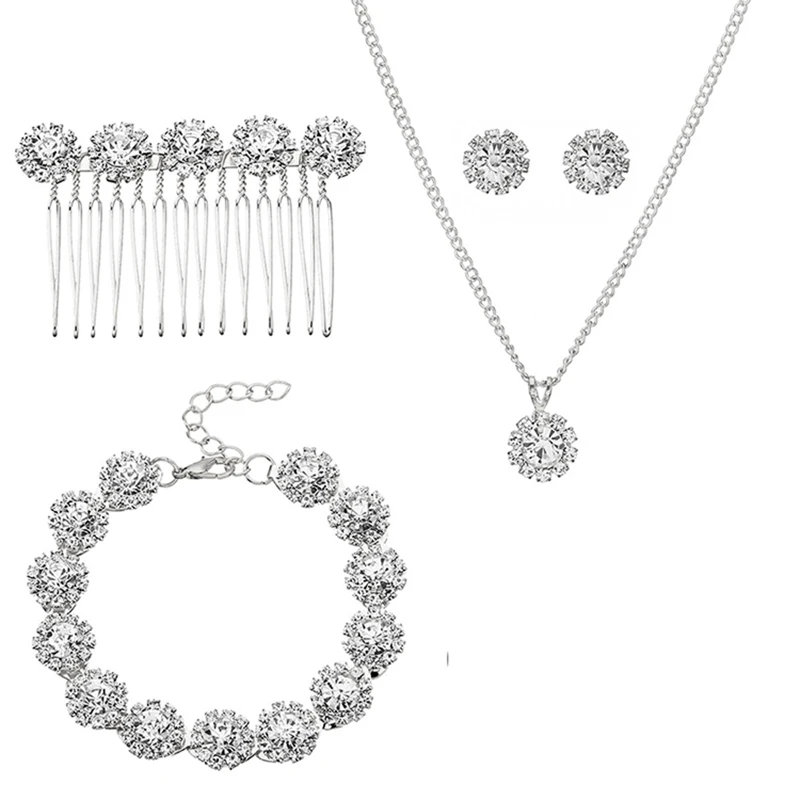 OLOEY Creative 5Pcs/lot Women Jewelry Sets Elegant Trendy Crystal Necklace Bracelet Earrings Hair Combs Accessories Jewelry Gift
OLOEY Creative 5Pcs/lot Women Jewelry Sets Elegant Trendy Crystal Necklace Bracelet Earrings Hair Combs Accessories Jewelry Gift