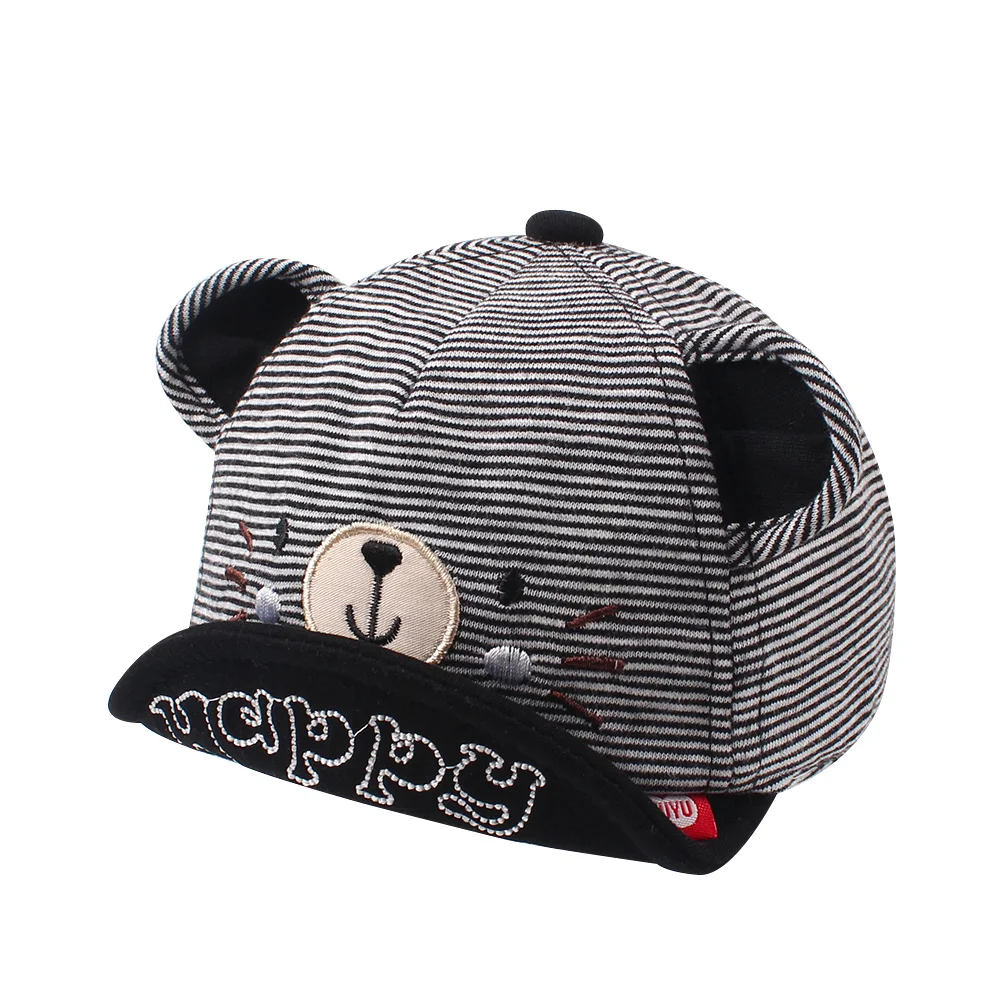 Cartoon Bear Baby Baseball Caps Happy Cotton Toddler Baby Caps With Ears Cute Embroidery Girls Caps Autumn Infant Sun Caps 6-18M (28)