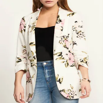 Spring Autumn Women Blazer Floral Print Long Sleeve Turn Notched Pockets Casual Coat Fashion Blazers Plus Size
Spring Autumn Women Blazer Floral Print Long Sleeve Turn Notched Pockets Casual Coat Fashion Blazers Plus Size